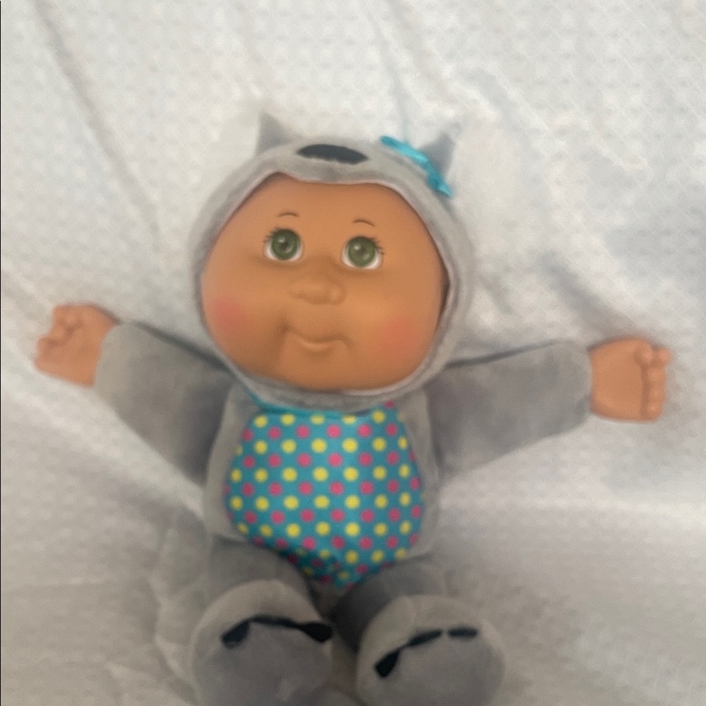 Gray Plush Doll with Polka Dot Outfit